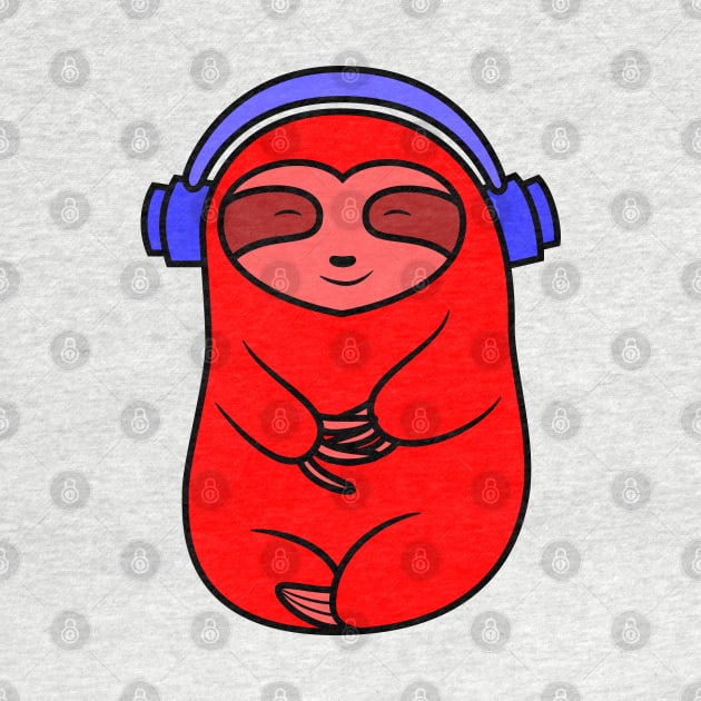 Happy Red Sloth Listening to Music by SubtleSplit